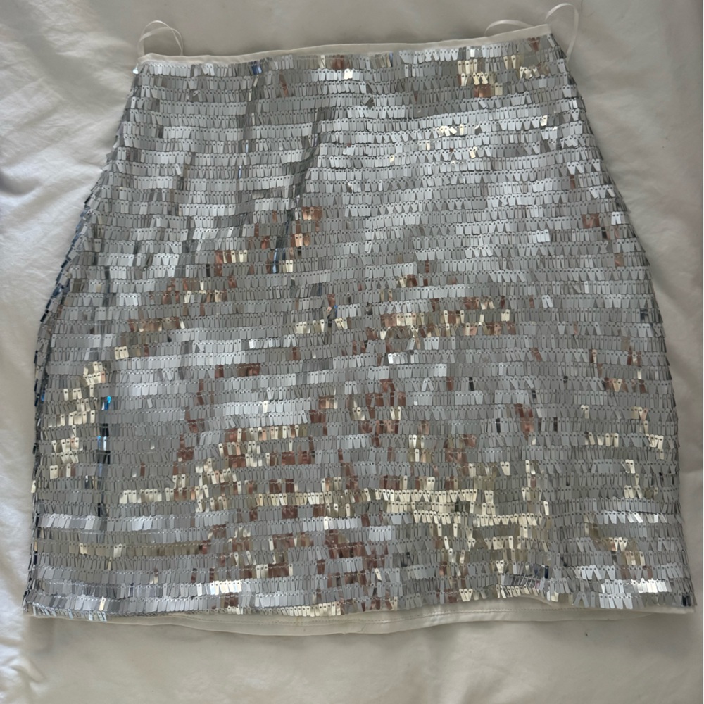 12th Tribe Shimmering Silver Mini Skirt